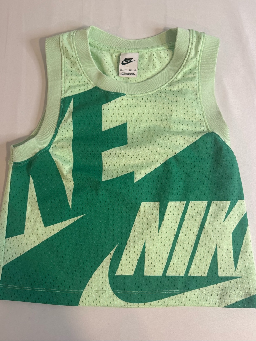 Nike Air Cropped Mesh Tank Top Mint Green Big Swoosh Logo XS